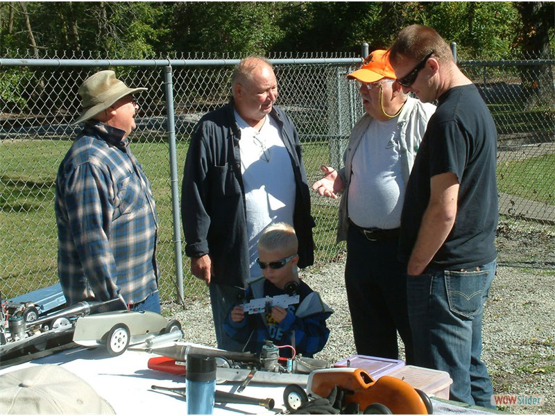 Bob Oge and Lowell Shirey Explain Tether Cars to Spectators.  Note the Future Racer Oct 8-9